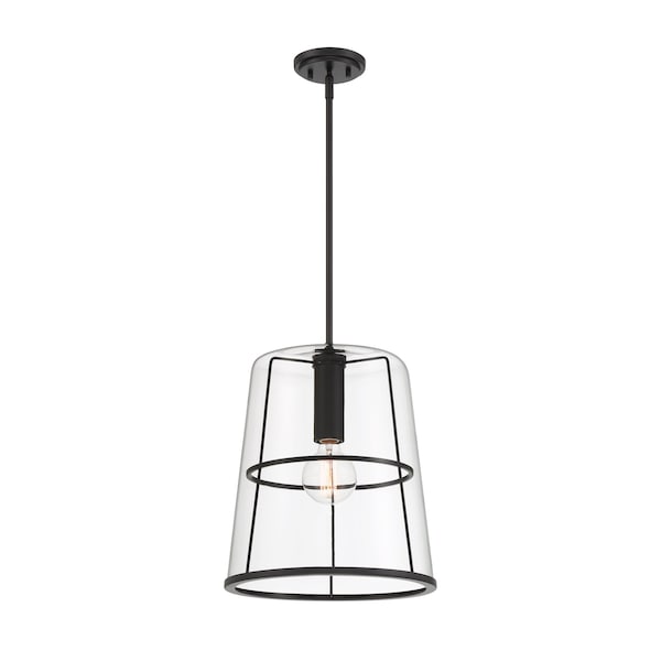 Designers Fountain Alonzo 60 Watt 1 Light Matte Black Pendant with Clear Glass Shade D299M-14P-MB - main